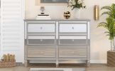 Elegant Mirrored Dresser with 6 Drawers; Modern Silver Finished Dresser 56.1&ldquo;L x 18.1&rdquo; W x 36.4&rdquo; H for Living Room Bedroom