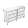 Elegant Mirrored Dresser with 6 Drawers; Modern Silver Finished Dresser 56.1&ldquo;L x 18.1&rdquo; W x 36.4&rdquo; H for Living Room Bedroom