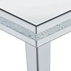 ON-TREND Fashionable Modern Glass Mirrored Coffee Table; Easy Assembly Cocktail Table with Crystal Design and Adjustable Height Legs; Silver