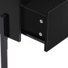 Nightstand with Drawer ; Storage Bedside Table with USB Charging Ports- Black