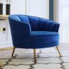 Modern Velvet Accent Barrel Chair Leisure Accent Chair Living Room Upholstered Armchair Vanity Chair for Bedroom Meeting Room; Blue