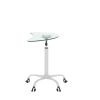 Adjustable Height Transparent Tempered Glass Table Desk Table with Lockable Wheels(Adjustable Range 24.2 "~32.7 ")