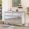 Elegant Mirrored Dresser with 6 Drawers; Modern Silver Finished Dresser 56.1&ldquo;L x 18.1&rdquo; W x 36.4&rdquo; H for Living Room Bedroom