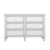 Elegant Mirrored Dresser with 6 Drawers; Modern Silver Finished Dresser 56.1&ldquo;L x 18.1&rdquo; W x 36.4&rdquo; H for Living Room Bedroom