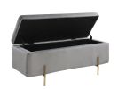 Emma Gray Velvet Storage Bench with Metal Legs