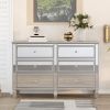 Elegant Mirrored Dresser with 6 Drawers; Modern Silver Finished Dresser 56.1&ldquo;L x 18.1&rdquo; W x 36.4&rdquo; H for Living Room Bedroom