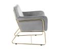 Keira Gray Velvet Accent Chair with Metal Base