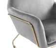 Keira Gray Velvet Accent Chair with Metal Base