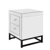 mirrored 2 drawer nightstand; Modern End Table with Drawer; Bedside Table for Bedroom; Living Room