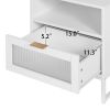 Nightstand with Wireless Charging Station / LED Lights / Drawer; White Bedside Table for Bedroom