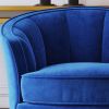 Modern Velvet Accent Barrel Chair Leisure Accent Chair Living Room Upholstered Armchair Vanity Chair for Bedroom Meeting Room; Blue