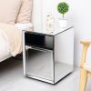 Mirrored Nightstand; LED Nightstand; Smart Bedside Table; Silver End Table (Built-in 142 Dynamic Effects and 18 Music Effects)