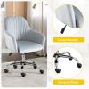 New -Modern home office leisure chair with adjustable velvet height and adjustable casters (DARKGREY)