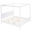 King Size Canopy Platform Bed with Headboard and Footboard,With Slat Support Leg,White