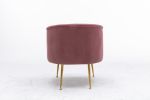 Velvet Armchair Accent Tub Barrel Chair With Gold Metal Legs; Dark Pink