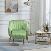 Velvet Accent Chair with Ottoman; Modern Tufted Barrel Chair Ottoman Set for Living Room Bedroom; Golden Finished; Grass Green