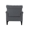 Mid-Century Modern Accent Chair; Linen Armchair w/Tufted Back/Wood Legs; Upholstered Lounge Arm Chair Single Sofa for Living Room Bedroom; Gray