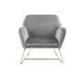 Keira Gray Velvet Accent Chair with Metal Base