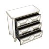 Elegant Mirrored 3-Drawer Chest with Golden Lines for Living Room; Bedroom