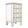 Elegant Mirrored 4-Drawer Chest with Golden Lines for Living Room; Bedroom