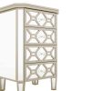 Elegant Mirrored 4-Drawer Chest with Golden Lines for Living Room; Bedroom