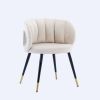 Off-White Velvet lounge chair; black metal feet; unique back design; suitable for office; living room; bedroom