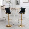 Black velvet bar chair; pure gold plated; unique design; 360 degree rotation; adjustable height; Suitable for dinning room and bar; set of 2