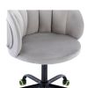 Zen Zone Velvet Leisure office chair; suitable for study and office; can adjust the height; can rotate 360 degrees; with pulley; Grey