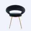 Black Velvet Modern accent/Conversation Lounge Chair With Gold Plated Legs; unique appearance; Suitable For Office; Lounge; Living Room