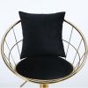 Black velvet bar chair; pure gold plated; unique design; 360 degree rotation; adjustable height; Suitable for dinning room and bar; set of 2