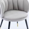 Grey velvet lounge chair; black metal feet; unique back design; suitable for office; living room; bedroom