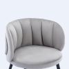 Grey velvet lounge chair; black metal feet; unique back design; suitable for office; living room; bedroom