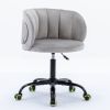 Zen Zone Velvet Leisure office chair; suitable for study and office; can adjust the height; can rotate 360 degrees; with pulley; Grey