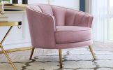 Modern Velvet Accent Barrel Chair Leisure Accent Chair Living Room Upholstered Armchair Vanity Chair for Bedroom Meeting Room; Pink