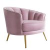 Modern Velvet Accent Barrel Chair Leisure Accent Chair Living Room Upholstered Armchair Vanity Chair for Bedroom Meeting Room; Pink