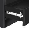 Nightstand with 2 Drawers; USB Charging Ports; Wireless Charging and Remote Control LED Light-Black