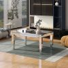 ON-TREND Fashionable Modern Glass Mirrored Coffee Table; Easy Assembly Cocktail Table with Crystal Design and Adjustable Height Legs; Silver