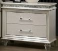 Classic Pearl White 1pc Nightstand Only Contemporary Solid wood 2-Drawers Felt-lined Top English Dovetail Acrylic Legs & Pull Handle