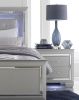 Glamourous Silver Finish 1pc Nightstand 2x Dovetail Drawers Faux Alligator Embossed Fronts Bedroom Furniture