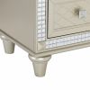 Glamorous Style Bedroom Furniture 1pc Nightstand of 2x Drawers Champagne Finish Acrylic Crystals Trim Modern Home Furniture