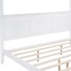 King Size Canopy Platform Bed with Headboard and Footboard,With Slat Support Leg,White