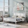 King Size Canopy Platform Bed with Headboard and Footboard,With Slat Support Leg,White