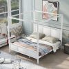 King Size Canopy Platform Bed with Headboard and Footboard,With Slat Support Leg,White