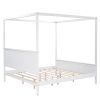 King Size Canopy Platform Bed with Headboard and Footboard,With Slat Support Leg,White