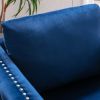 Modern Velvet Armchair Tufted Button Accent Chair Club Chair with Steel Legs for Living Room Bedroom; Navy