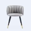 Grey velvet lounge chair; black metal feet; unique back design; suitable for office; living room; bedroom