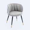 Grey velvet lounge chair; black metal feet; unique back design; suitable for office; living room; bedroom