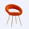 Orange Velvet Modern accent/Conversation Lounge Chair With Gold Plated Legs; unique appearance; Suitable For Office; Lounge; Living Room