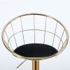 Black velvet bar chair; pure gold plated; unique design; 360 degree rotation; adjustable height; Suitable for dinning room and bar; set of 2