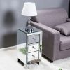 3-Drawer Mirrored Nightstand End Tables Bedside Table for Bedroom, Living Room, Silver